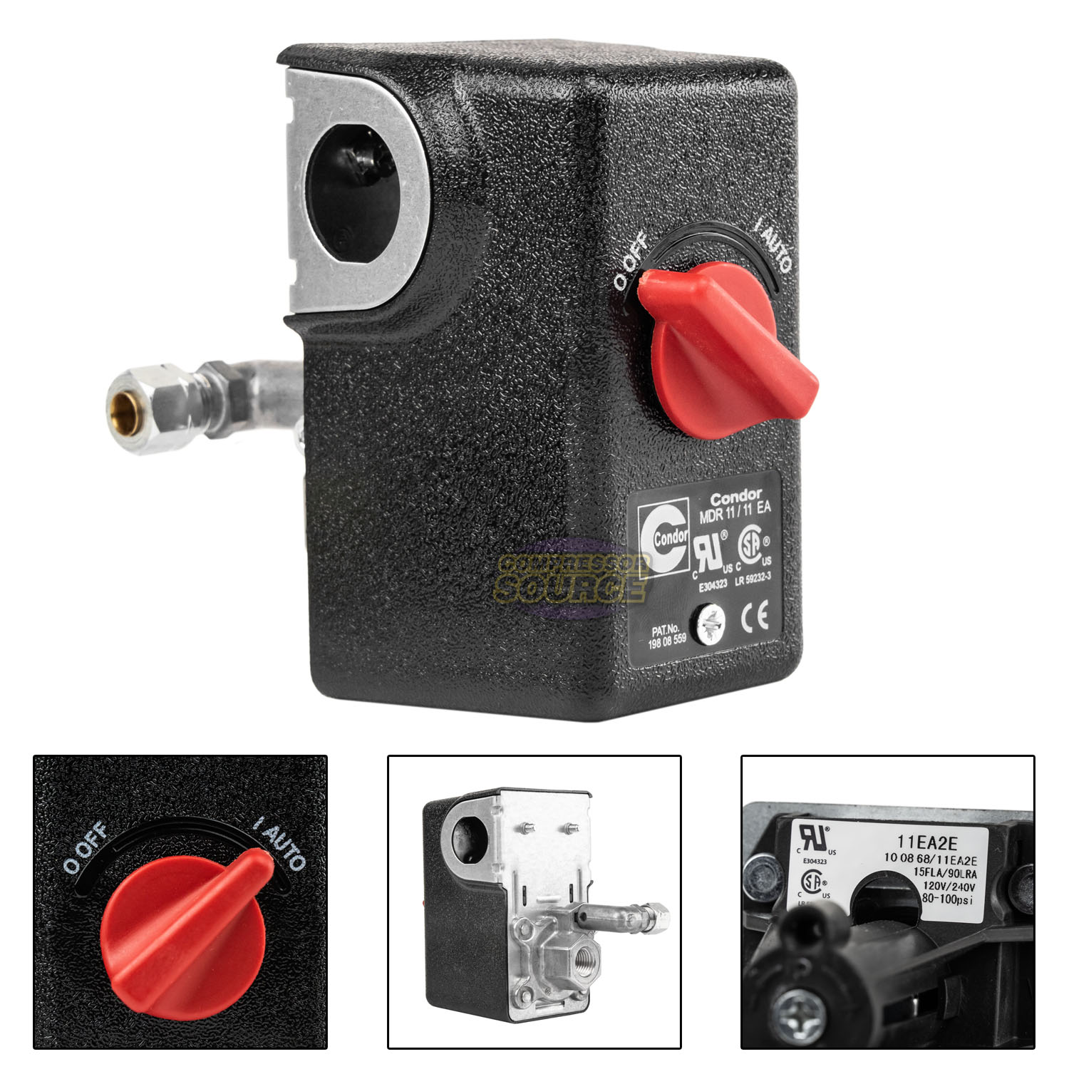 Condor MDR11/11 Pressure Switch Control Valve 80100 PSI 1 Port 1/4